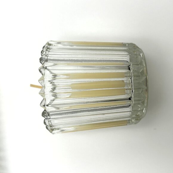 Sparkling Glass Cut Tray & Brass Candleholder W Glass Tulip Insert | 3 PIECE SET - Picture 12 of 14